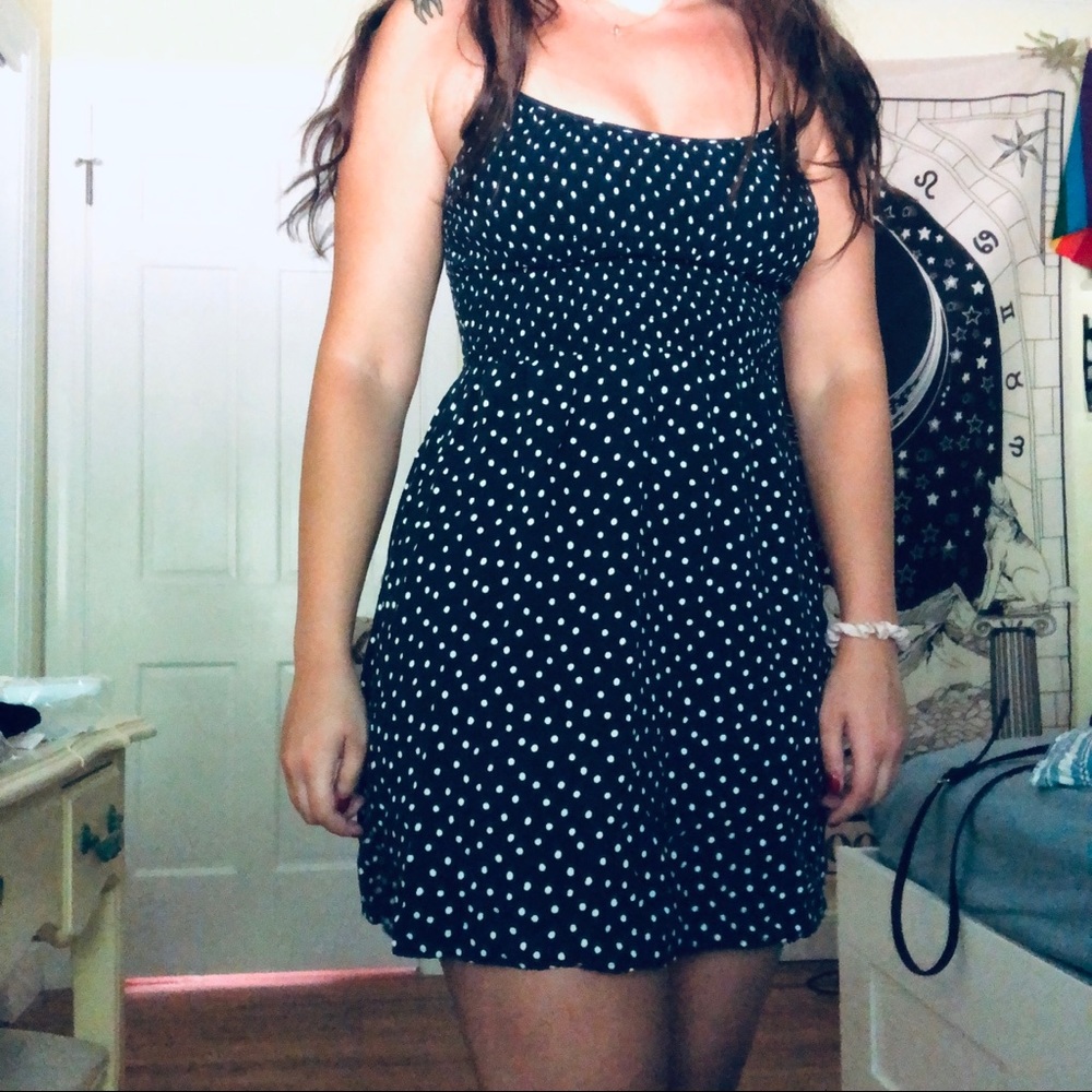 Navy Blue Polkadot Summer Dress